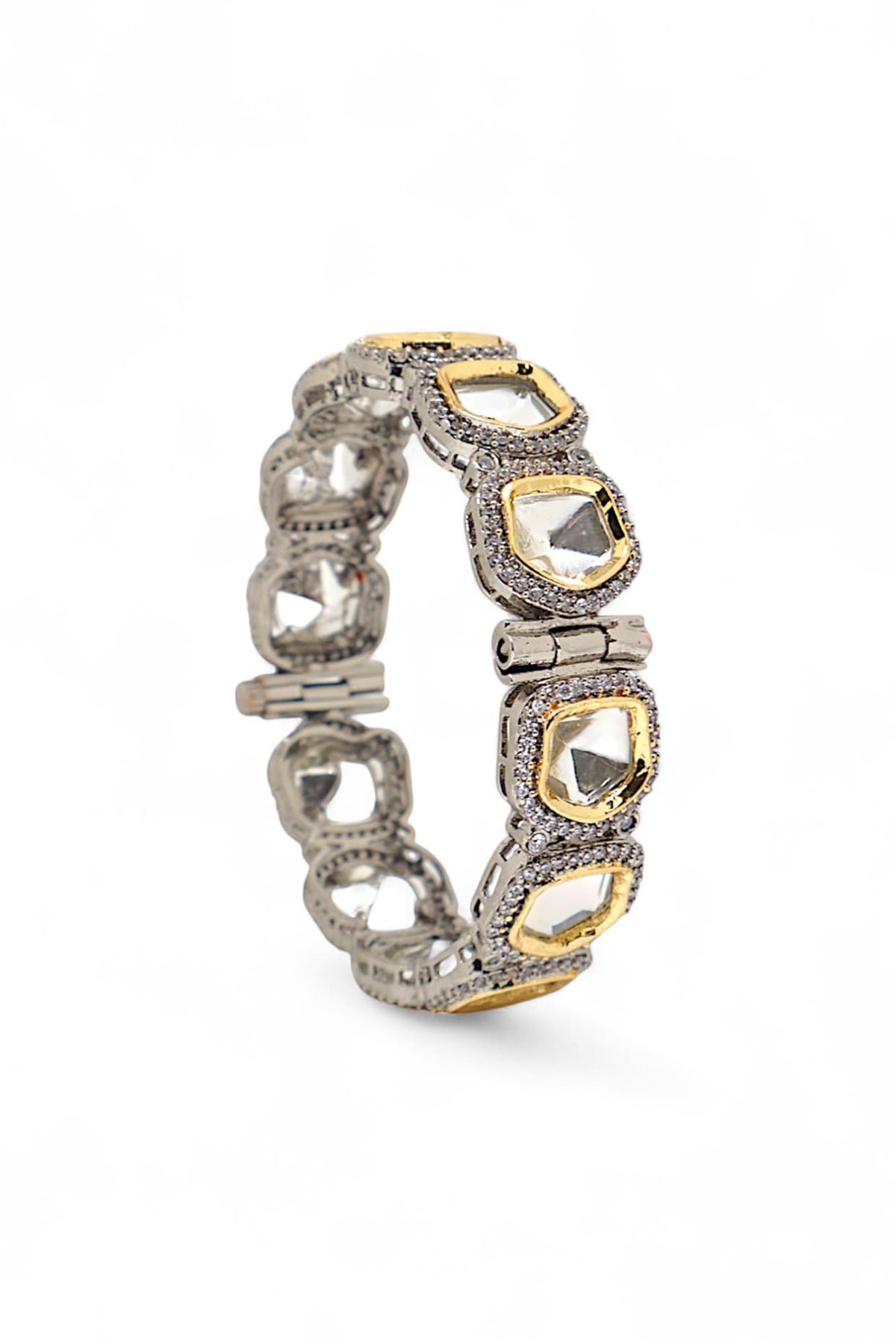 White Finish Imitation Kundan Polki Bangle
