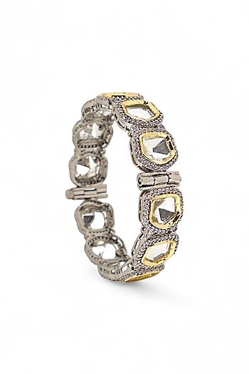White Finish Imitation Kundan Polki Bangle