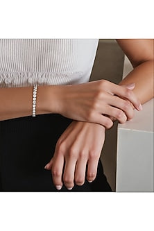 White Finish CZ Stone Bracelet