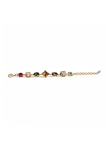 Gold Finish Multi-Colored Swarovski Stone Bracelet