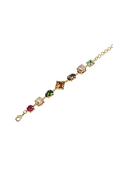 Gold Finish Multi-Colored Swarovski Stone Bracelet