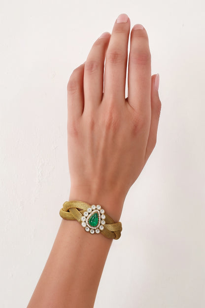 Gold Finish Imitation Kundan Polki Bracelet