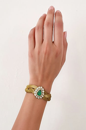 Gold Finish Imitation Kundan Polki Bracelet