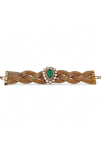 Gold Finish Imitation Kundan Polki Bracelet