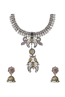 Two-Tone Finish Kundan Polki & Semi-Precious Stone Necklace Set