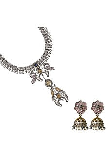 Two-Tone Finish Kundan Polki & Semi-Precious Stone Necklace Set