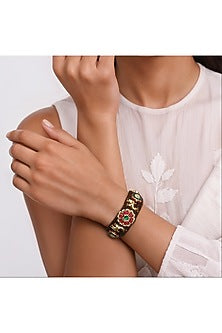 Gold Finish Multi-Colored Imitation Kundan Polki Bracelet