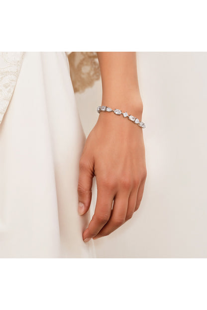 White Finish CZ Stone Bracelet