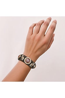 Gold Finish Multi-Colored Semi-Precious Stone Bracelet