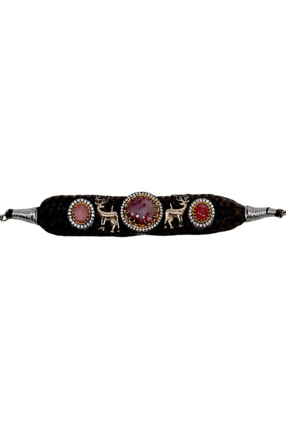Gold Finish Multi-Colored Semi-Precious Stone Bracelet