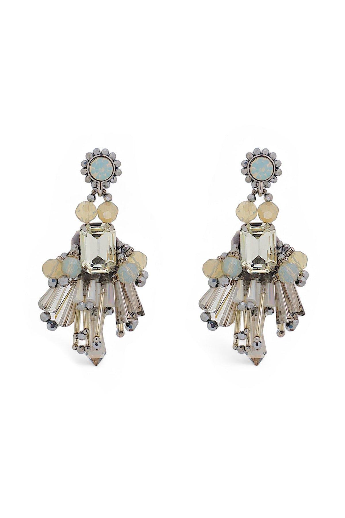 White Finish Crystal Dangler Earrings