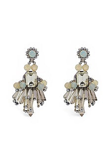 White Finish Crystal Dangler Earrings