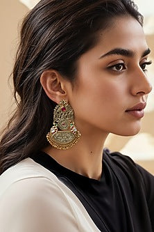 Gold Finish Imitation Kundan Polki Dangler Earrings