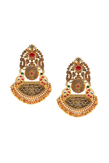 Gold Finish Imitation Kundan Polki Dangler Earrings