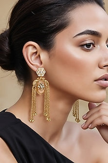 Gold Finish Imitation Kundan Polki Dangler Earrings