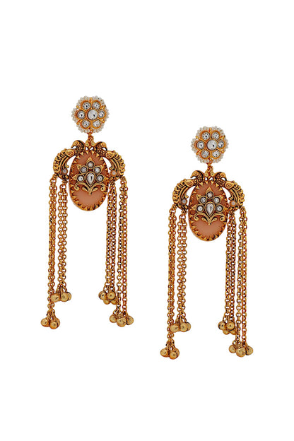 Gold Finish Imitation Kundan Polki Dangler Earrings
