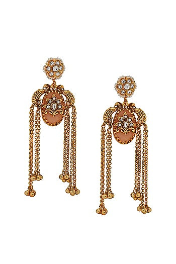 Gold Finish Imitation Kundan Polki Dangler Earrings