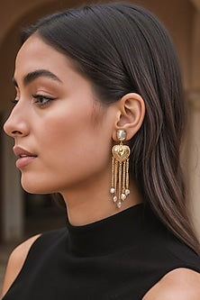Gold Finish Mother Of Pearl Dangler Earrings