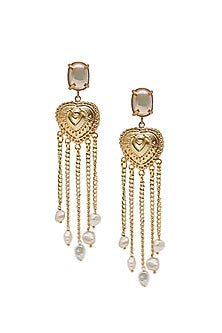 Gold Finish Mother Of Pearl Dangler Earrings