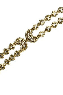 Gold Finish White Imitation Kundan Polki Matha Patti