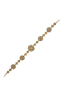 Gold Finish White Imitation Kundan Polki Matha Patti