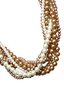 Gold Finish Multi-Colored Glass Pearl Necklace