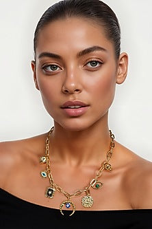Gold Finish Charm Necklace