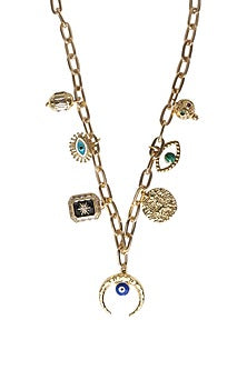 Gold Finish Charm Necklace