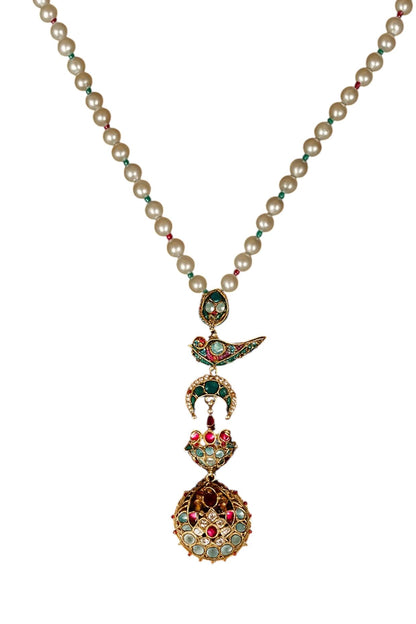 Gold Finish Imitation Kundan Polki & Semi-Precious Stone Necklace