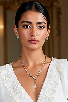 White Finish Zircon Necklace Set