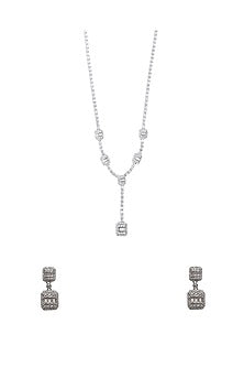 White Finish Zircon Necklace Set