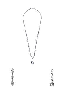 White Finish CZ Stone Necklace Set