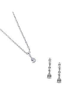 White Finish CZ Stone Necklace Set