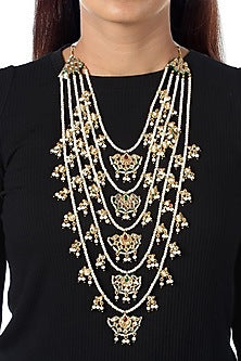 Gold Finish Imitation Kundan Polki Long Necklace