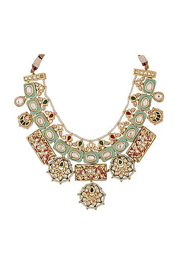 Gold Finish Meenakari Necklace