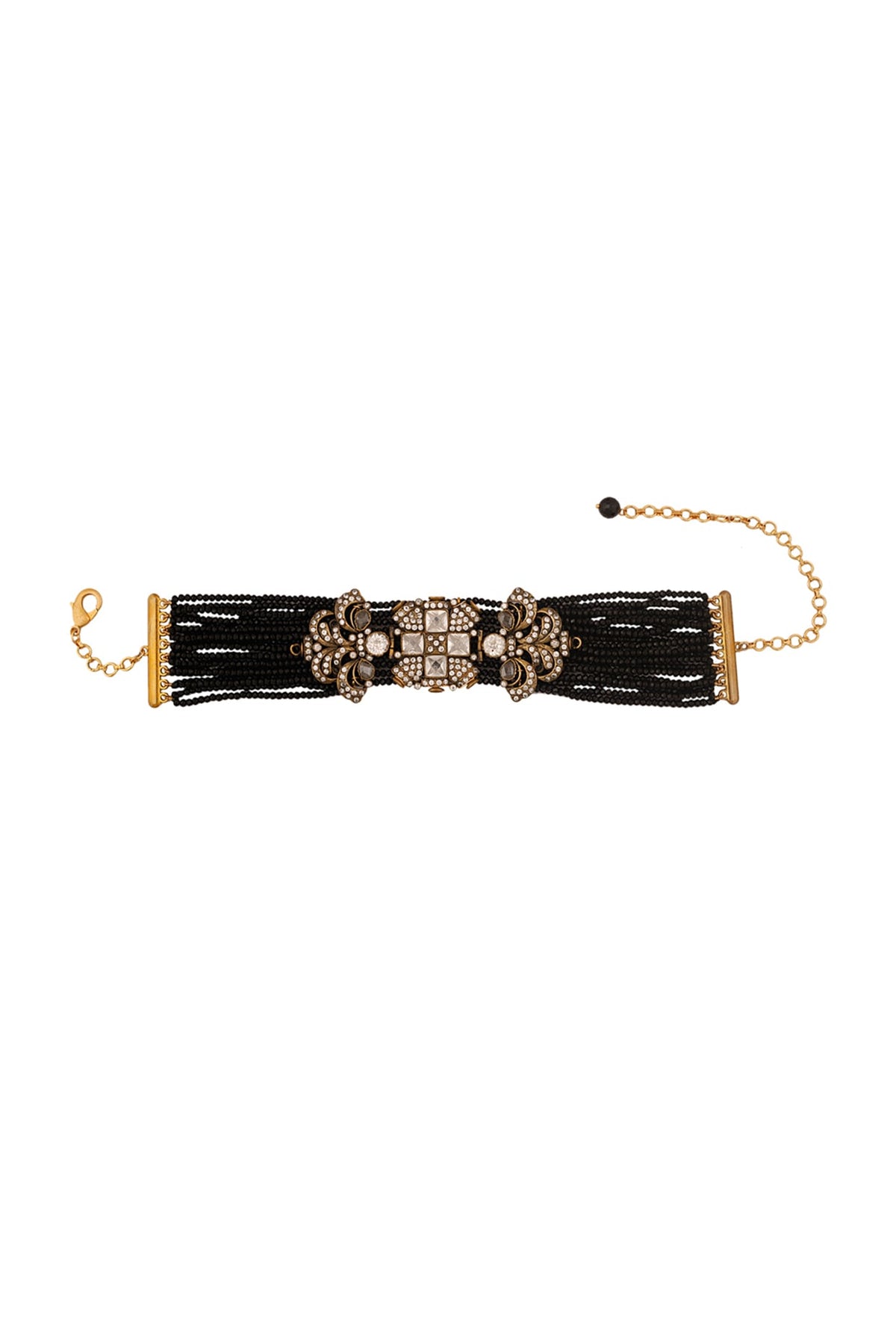 Two Tone Finish Beaded Choker Necklace