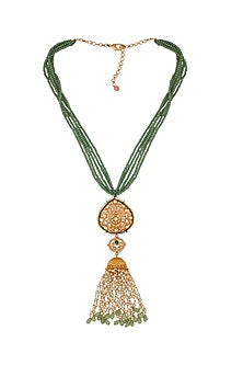 Gold Finish Beaded Meenakari Necklace