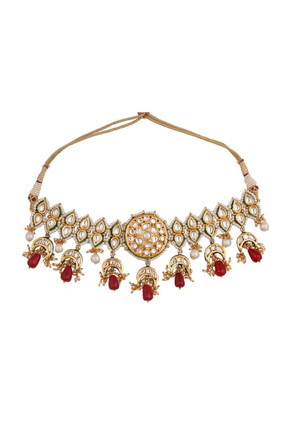 Gold Finish Kundan Polki Necklace