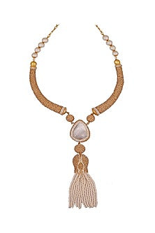 Gold Finish Faux Pearl Necklace