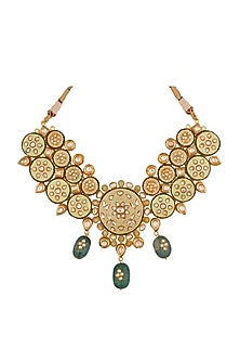 Gold Finish Kundan Meenakari Necklace