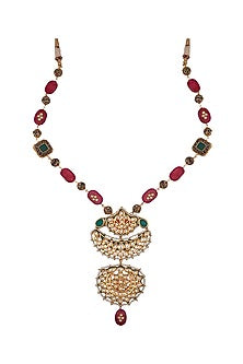 Two Tone Finish Semi Precious Stone Long Necklace