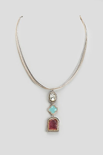 Two Tone Finish Kundan Polki & Semi-Precious Stone Necklace