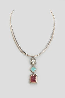 Two Tone Finish Kundan Polki & Semi-Precious Stone Necklace