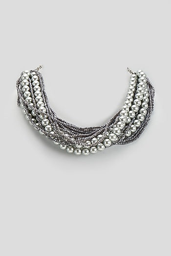 Grey Pearl & Crystal Bead Necklace