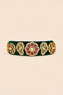 Gold Finish Imitation Kundan Polki Poochi Bracelet