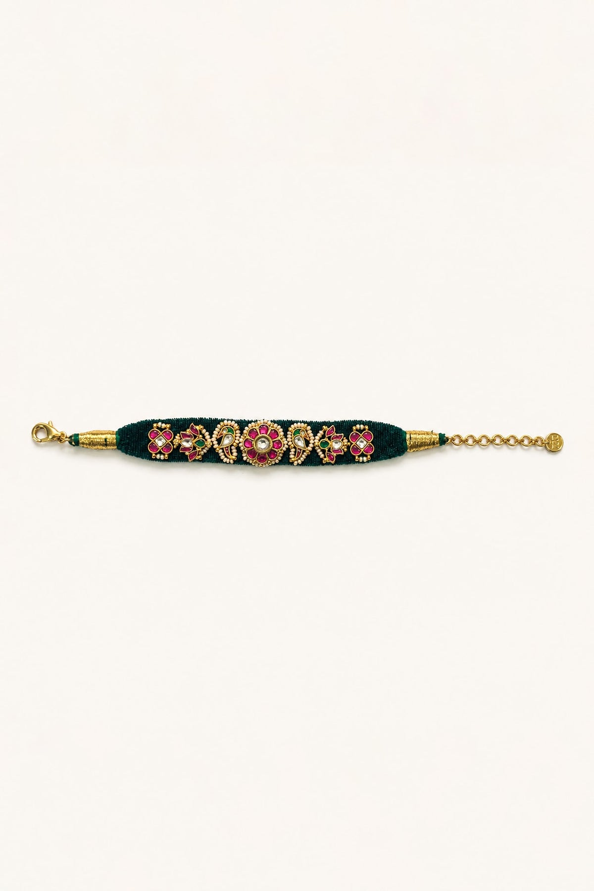 Gold Finish Imitation Kundan Polki Poochi Bracelet