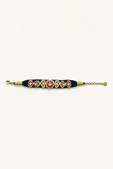 Gold Finish Imitation Kundan Polki Poochi Bracelet