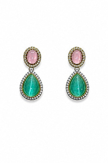 White Finish Kundan Polki & Mint Green Stone Necklace Set