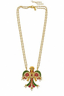 Gold Finish Kundan Polki & Multi-Colored Necklace