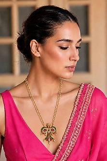 Gold Finish Kundan Polki & Multi-Colored Necklace